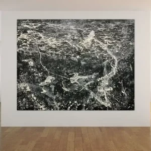 Kölner Künstler - Abstrakte große Kunstwerke entdecken: Gezeigt wird hier ein modernes abstraktes Kunstwerk, eine Darstellung einer fernen Galaxie, durchzogen von Sternen, Sternexplosionen und unendlicher Weite.