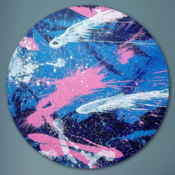 kunstwerk malerei abstrakt komet blau sascha dahl koeln