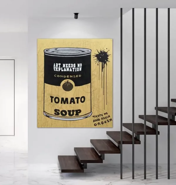 kunstwerk malerei popart tomato soup gold sascha dahl koeln