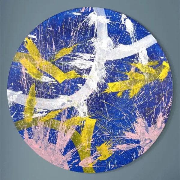 kunstwerk malerei rund abstrakt blau bunt 80cm sascha dahl 5