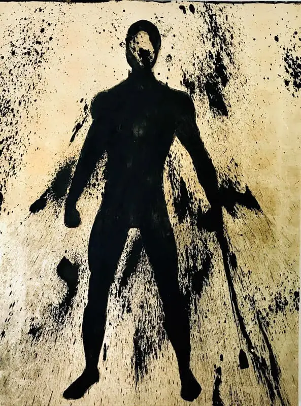 Malerei schwarz goldener Mann von-Künstler Sascha Dahl Galerie Köln